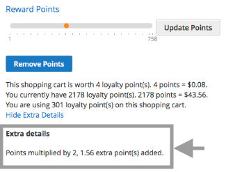 Point details on product page & cart summary page