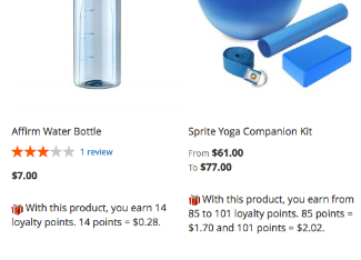 Points earned on product list pages