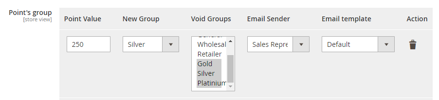 Reward points automatic group switch